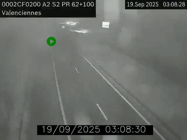 Webcam autoroute A2 à Valenciennes. Vue orientée vers Maubeuge et Mons (Belgique)