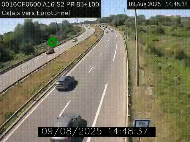Webcam A16 à Calais en direction du Tunnel sous la Manche (Eurotunnel)