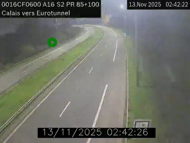 Webcam A16 à Calais en direction du Tunnel sous la Manche (Eurotunnel)