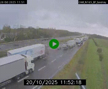 Webcam sur la N165 à hauteur de Savenay, au nord-ouest de Nantes en direction de la Bretagne