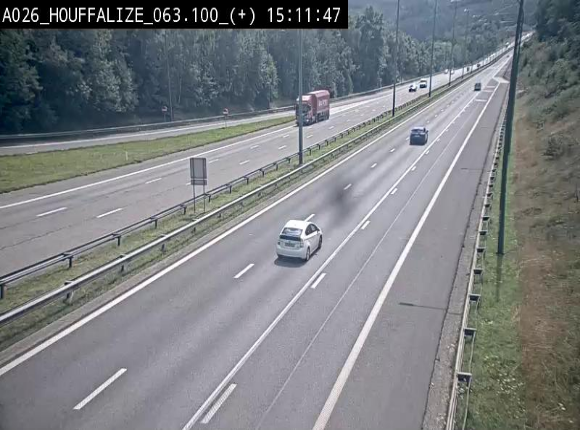 Webcam autoroute des Ardennes (E25/A26) à hauteur d'Houffalize. Vue orientée vers Baraque de Fraiture