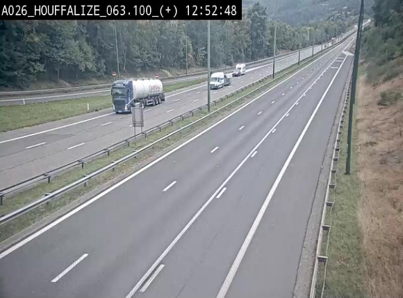 Webcam autoroute des Ardennes (E25/A26) à hauteur d'Houffalize. Vue orientée vers Baraque de Fraiture