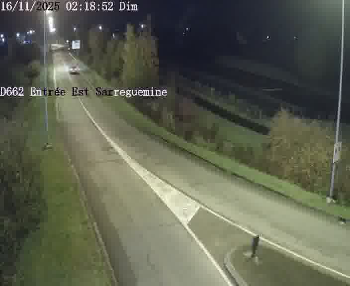 Point de vue trafic déployé sur D662 (France) à Sarreguemines, regardant vers Sarreguemines, aidant conducteurs et services à anticiper les flux.
