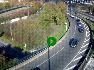 Caméra autoroute à la jonction entre l'A7 et la D301 (Boulevard urbain Sud de Lyon) à Feyzin, au sud de Lyon. Vue orientée vers Mions