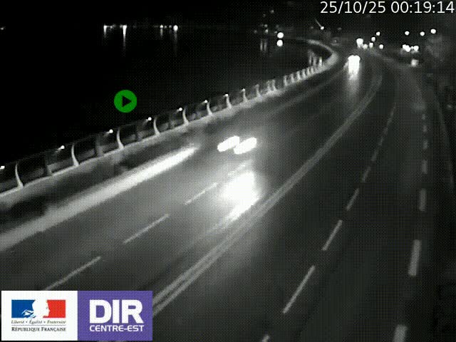 Webcam sur le quai Parjot à Vienne, aux Portes de Lyon, sur la Nationale 7, à la jonction avec le boulevard du Rhône-nord (D1407), caméra orientée vers Lyon