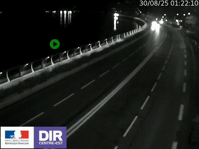 Webcam sur le quai Parjot à Vienne, aux Portes de Lyon, sur la Nationale 7, à la jonction avec le boulevard du Rhône-nord (D1407), caméra orientée vers Lyon