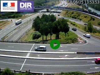 Webcam traffic à Grenoble-sud sur l'autoroute A480. Vue orientée vers l'entrée et la sortie de Grenoble