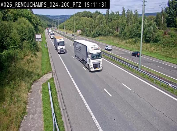 Webcam E25/A26 à Aywalle, à hauteur de Spa. Vue orientée vers Liège