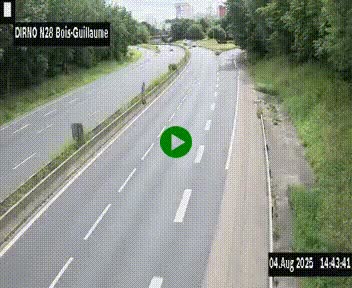 Webcam routière à hauteur de Bois-Guillaume en périphérie de Rouen. Vue orientée vers Rouen