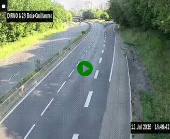 Webcam routière à hauteur de Bois-Guillaume en périphérie de Rouen. Vue orientée vers Rouen