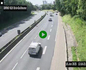Webcam routière à hauteur de Bois-Guillaume en périphérie de Rouen. Vue orientée vers Rouen
