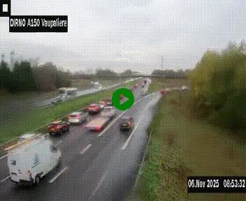 Webcam autoroute A150 à hauteur de La Vaupalière en périphérie de Rouen. Vue orientée vers Rouen