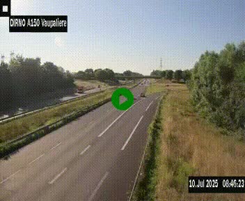 Webcam autoroute A150 à hauteur de La Vaupalière en périphérie de Rouen. Vue orientée vers Rouen