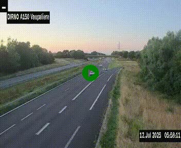 Webcam autoroute A150 à hauteur de La Vaupalière en périphérie de Rouen. Vue orientée vers Rouen