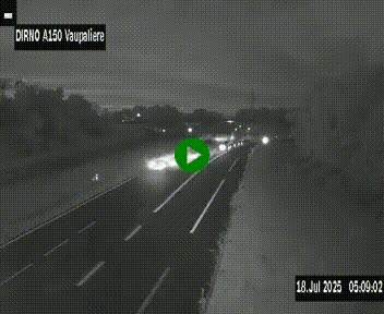Webcam autoroute A150 à hauteur de La Vaupalière en périphérie de Rouen. Vue orientée vers Rouen