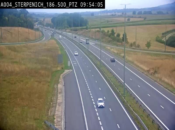 Webcam E411 à Sterpenich en Belgique près de la frontière du Luxembourg. Vue orientée vers Bruxelles