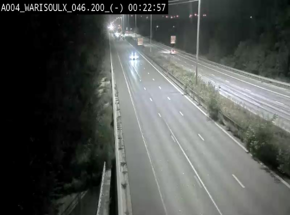 Webcam sur l'E411 à proximité de la jonction avec l'E42 à Warisoulx. Vue orientée vers le nord