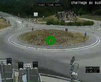 Webcam au nord d'Ax-les-Thermes au niveau de l'aire de chaînage de la N20. Vue orientée vers les Pyrénées, en direction de Pas de la Case
