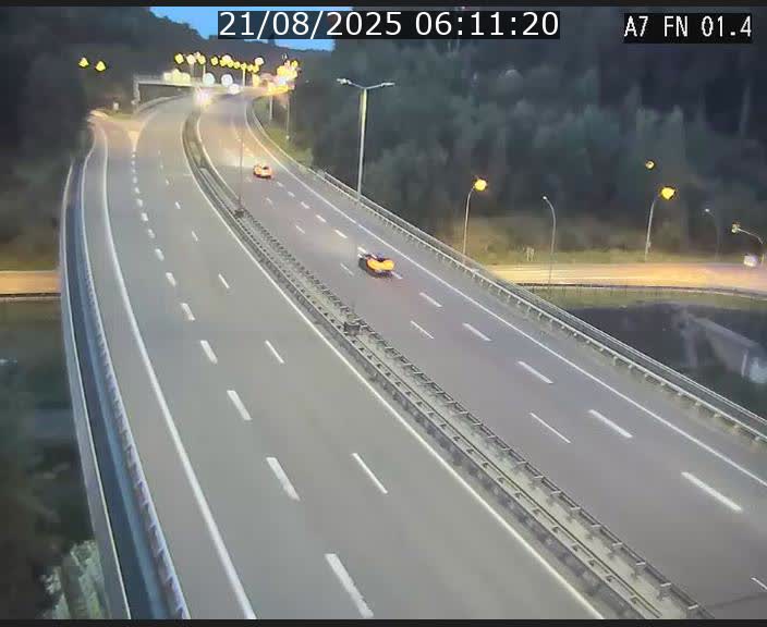 Caméra autoroute Luxembourg A7 - Tunnel Stafelter - direction Echangeur Grünewald