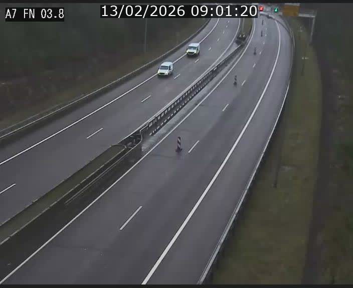 Caméra autoroute Luxembourg A7 - Passage à gibier Rëngelbour - direction Tunnel Stafelter