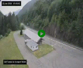Webcam à l'entrée du tunnel du Somport, côté français, sur la N134, dans les Pyrénées, en direction de l'Espagne, à 1116 mètres d'altitude