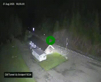 Webcam à l'entrée du tunnel du Somport, côté français, sur la N134, dans les Pyrénées, en direction de l'Espagne, à 1116 mètres d'altitude