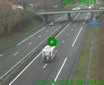 Caméra routière sur l'autoroute A20 au nord de Limoges, à la jonction avec la N520. Vue orientée vers Paris