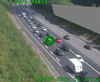 Caméra routière sur l'autoroute A20 à Saint-Pardoux-l'Ortigier, à la jonction avec l'A89. Vue orientée vers Paris