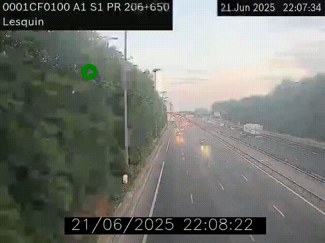 Webcam autoroute A1 à hauteur de Lesquin. Vue orientée vers Lille