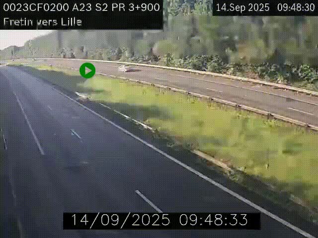 Webcam autoroute A23 à hauteur de Fretin. Vue orientée vers Lille