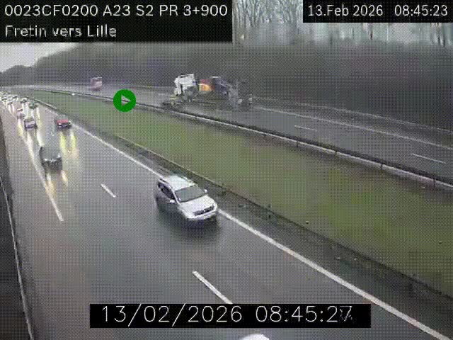 Webcam autoroute A23 à hauteur de Fretin. Vue orientée vers Lille