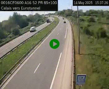 Webcam A16 à Calais en direction du Tunnel sous la Manche (Eurotunnel)
