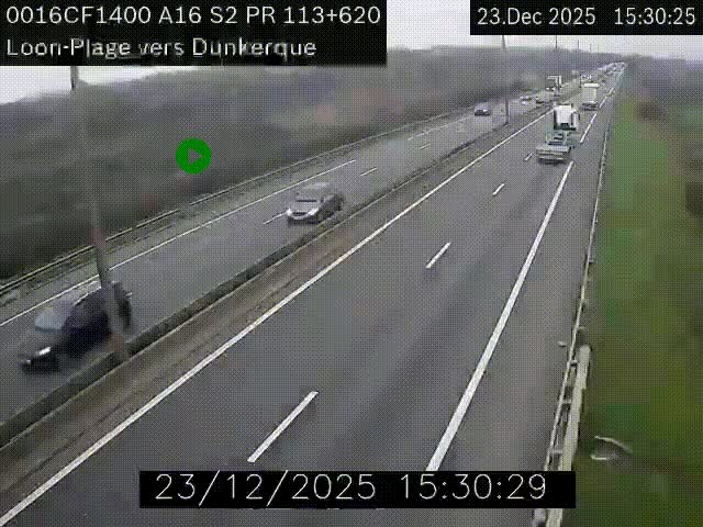 Webcam autoroute A16 à hauteur de Loon-Plage. Vue orientée vers Dunkerque et la Belgique.
