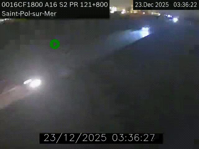 Webcam autoroute A16 à proximité de Dunkerque, à hauteur de la sortie Saint-Pol-sur-Mer. Vue orientée vers Calais