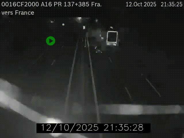 Webcam à la frontière franco-belge au niveau de Bray-Dunes/De-Panne sur l'autoroute A16. Vue orientée vers Calais