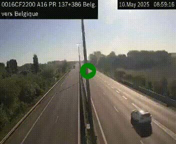 Webcam à la frontière franco-belge au niveau de Bray-Dunes/De-Panne sur l'autoroute A16. Vue orientée vers la Belgique