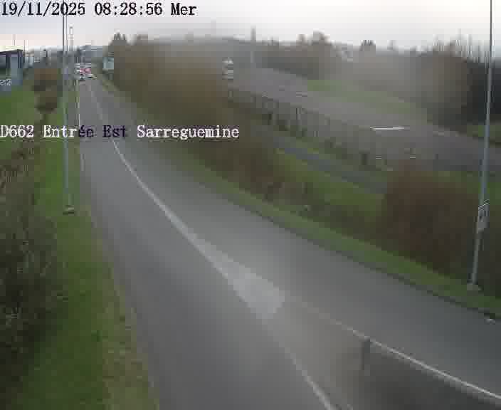 Point de vue trafic déployé sur D662 (France) à Sarreguemines, regardant vers Sarreguemines, aidant conducteurs et services à anticiper les flux.