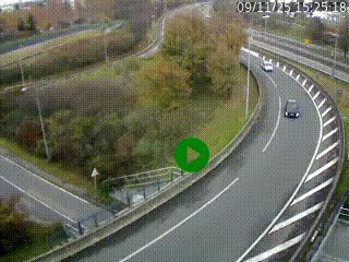 Caméra autoroute à la jonction entre l'A7 et la D301 (Boulevard urbain Sud de Lyon) à Feyzin, au sud de Lyon. Vue orientée vers Mions