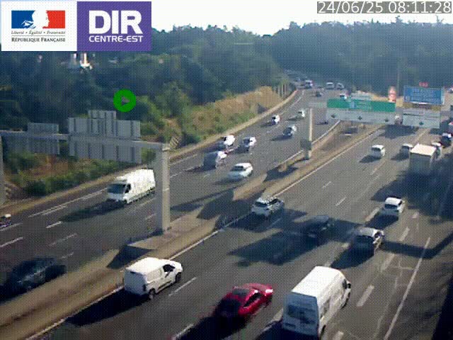 Caméra de circulation routière sur le boulevard périphérique Laurent Bonnevay de Lyon (D383) à hauteur de Bron, avant la jonction avec l'A43. Vue orientée vers l'échangeur