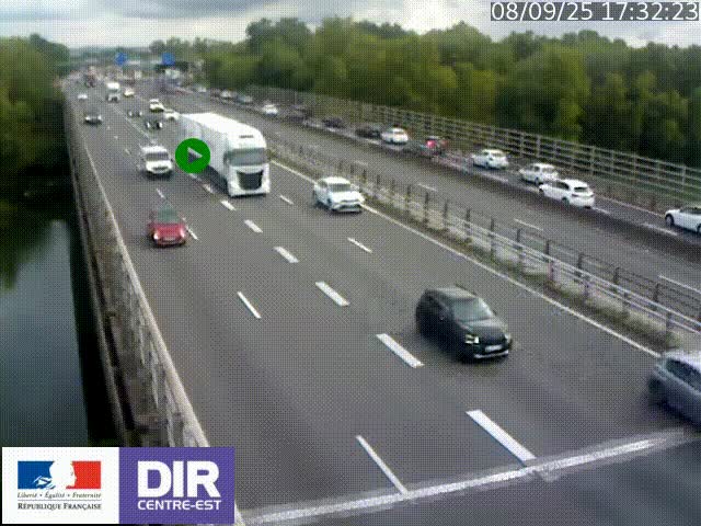 Caméra trafic à la jonction entre l'A46 (Rocade-est de Lyon) et l'A42 à hauteur de Vault-en-Velin en direction de Marseille