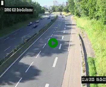 Webcam routière à hauteur de Bois-Guillaume en périphérie de Rouen. Vue orientée vers Rouen