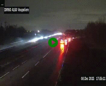 Webcam autoroute A150 à hauteur de La Vaupalière en périphérie de Rouen. Vue orientée vers Rouen