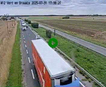 Webcam à hauteur de Vert-en-Drouais sur la N12, en périphérie de Dreux. Vue orientée vers Alençon