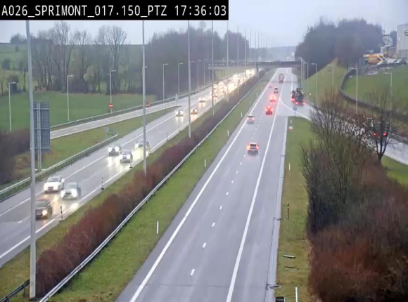 Webcam A26 (E25) à Sprimont, sur l'autoroute entre Liège et Arlon. Vue orientée vers le Luxembourg