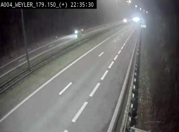 Webcam entre la sortie Arlon et la sortie Weyler sur l'E411. Vue orientée vers Luxembourg