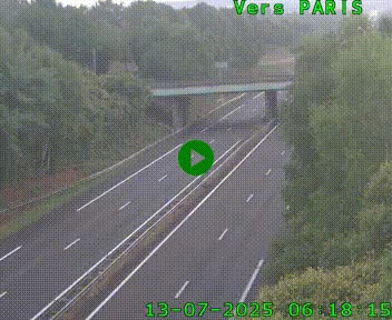Caméra routière sur l'autoroute A20 au nord de Limoges, à la jonction avec la N520. Vue orientée vers Paris