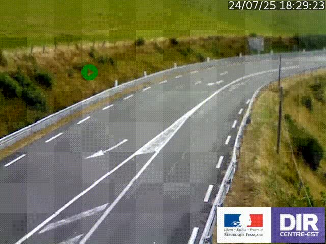 Webcam sur le col Pin Bouchain, vue orientée vers Roanne, en provenance de Lyon sur la nationale 7 (N7)