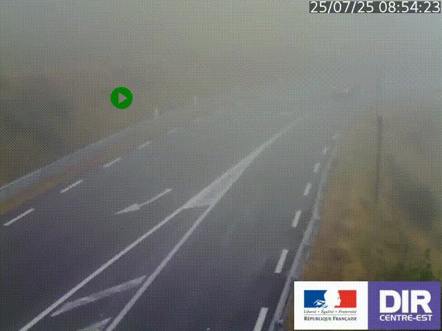 Webcam sur le col Pin Bouchain, vue orientée vers Roanne, en provenance de Lyon sur la nationale 7 (N7)