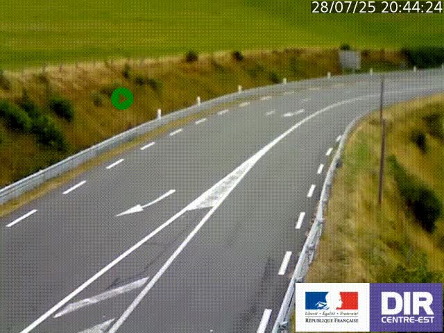 Webcam sur le col Pin Bouchain, vue orientée vers Roanne, en provenance de Lyon sur la nationale 7 (N7)