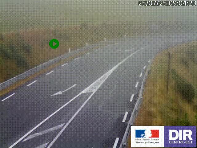 Webcam sur le col Pin Bouchain, vue orientée vers Roanne, en provenance de Lyon sur la nationale 7 (N7)